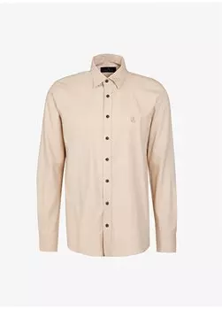 Бежевая мужская рубашка Slim Fit с воротником на пуговицах BBFW23MSH019 Brooks Brothers, бежевый