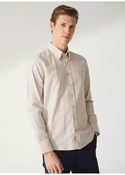 Бежевая мужская рубашка Slim Fit с воротником на пуговицах 4B2000000051 Beymen Business, бежевый