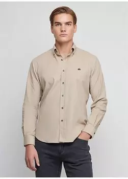 Бежевая мужская рубашка со стандартным воротником на пуговицах BBFW23MSH008 Brooks Brothers, бежевый