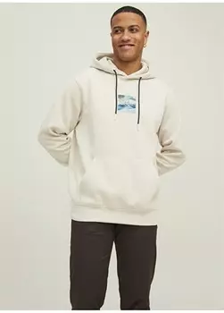 Бежевая мужская толстовка с воротником с капюшоном Jack & Jones