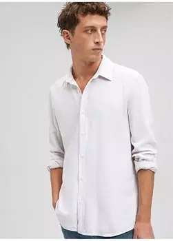 Бежевая однотонная мужская рубашка Slim Fit M0210053-70004_РУБАШКА С ДЛИННЫМ РУКАВОМ Mavi, бежевый