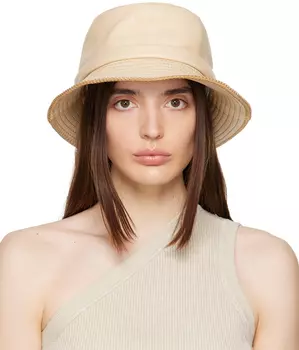 Бежевая пляжная шляпа Le Raphia 'Le Bob Mentalo' Jacquemus