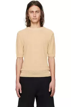 Бежевая полупрозрачная футболка AMI Paris