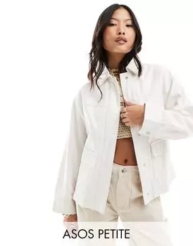 Бежевая рубашка из хлопкового твила с карманом ASOS DESIGN Petite