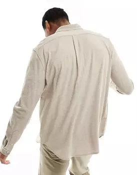 Бежевая рубашка из пике на пуговицах с логотипом Polo Ralph Lauren