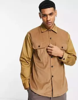Бежевая рубашка из смесового шнура Selected Homme