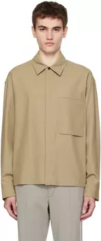 Бежевая рубашка на потайных пуговицах Solid Homme
