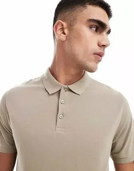 Бежевая рубашка-поло из пике ASOS DESIGN