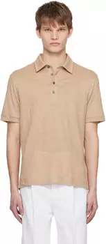 Бежевая рубашка-поло на четырех пуговицах ZEGNA