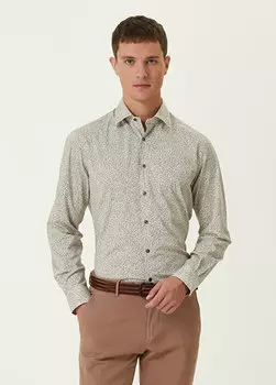 Бежевая рубашка с цветочным узором Pal Zileri