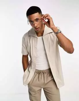 Бежевая рубашка с длинными рукавами и воротником Harry Brown