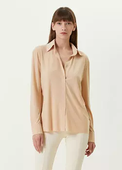 Бежевая рубашка с классическим воротником Norma Kamali