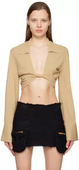 Бежевая рубашка с перекрученным краем Blumarine