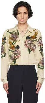 Бежевая рубашка с принтом Dries Van Noten