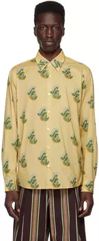 Бежевая рубашка с принтом Dries Van Noten
