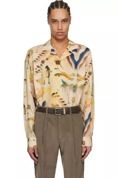 Бежевая рубашка с принтом Люмьер Paul Smith