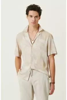 Бежевая рубашка с принтом Network, бежевый