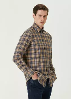 Бежевая рубашка с узором в шотландскую клетку LUIGI BORRELLI