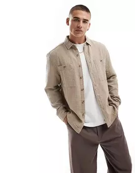 Бежевая рубашка с вафельной текстурой ASOS DESIGN