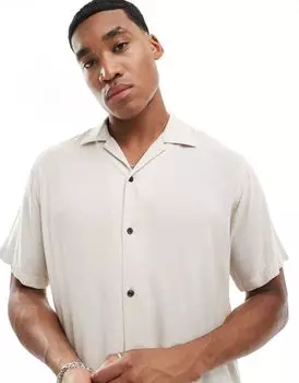 Бежевая рубашка с воротником Jack & Jones revere