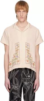 Бежевая рубашка с вышивкой HARAGO