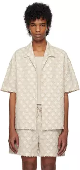 Бежевая рубашка с жаккардовым узором «Аргайл» LE17SEPTEMBRE