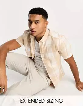 Бежевая рубашка скинни в клетку ASOS DESIGN