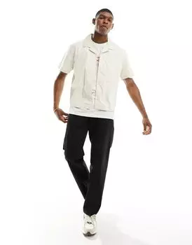 Бежевая рубашка свободного кроя с короткими рукавами Weekday Charlie