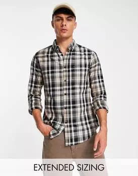 Бежевая рубашка узкого кроя в клетку ASOS DESIGN