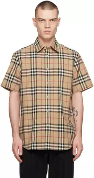 Бежевая рубашка в клетку Burberry