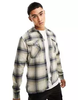 Бежевая рубашка в клетку Jack & Jones Essentials