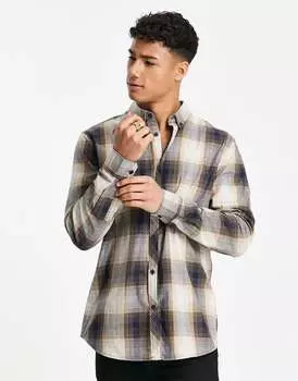 Бежевая рубашка в потертую клетку Threadbare