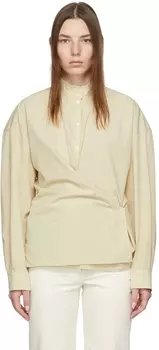 Бежевая рваная рубашка с офицерским воротником LEMAIRE