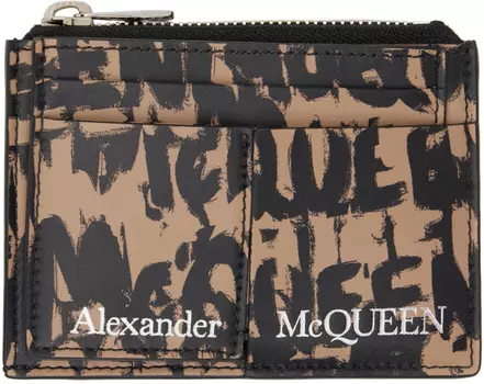 Бежевая съемная визитница Alexander McQueen