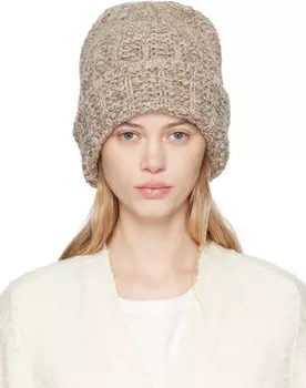 Бежевая шапка из шетландской шерсти Maison Margiela, бежевый/светло-серый