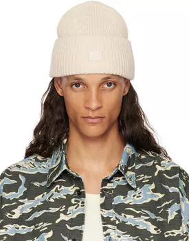 Бежевая шапка с маленьким логотипом Acne Studios