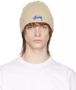 Бежевая шапка с вышивкой Stüssy