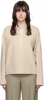 Бежевая шерстяная футболка-поло LE17SEPTEMBRE