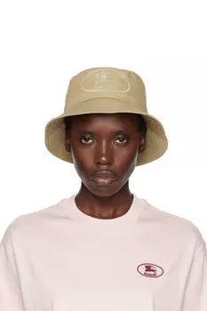 Бежевая шляпа-панама из габардина с принтом рыцаря Burberry