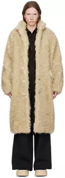 Бежевая шуба из искусственного меха MM6 Maison Margiela