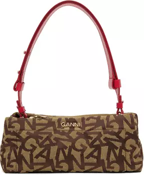 Бежевая сумка-багет с подушкой GANNI