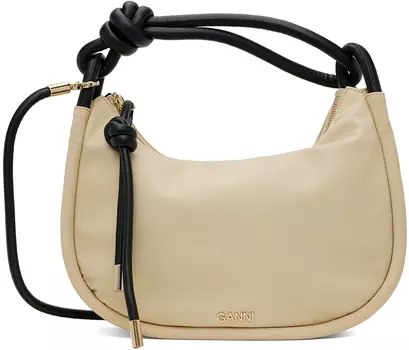 Бежевая сумка Baguette с узлом GANNI