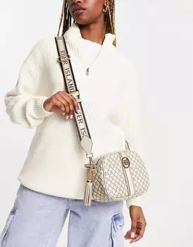 Бежевая сумка через плечо с монограммой River Island