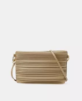 Бежевая сумка через плечо со складками на молнии Tintoretto, бежевый