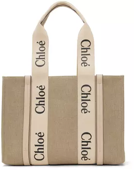 Бежевая сумка-тоут среднего размера Woody Chloe