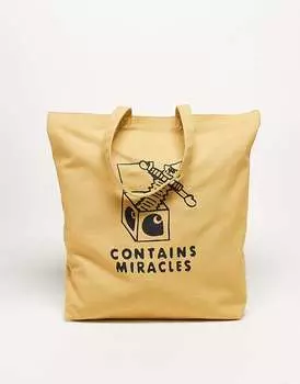 Бежевая сумка-тоут унисекс с принтом Carhartt WIP