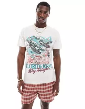Бежевая свободная футболка Abercrombie & Fitch 'Florida Keys'