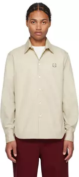 Бежевая свободная рубашка с изображением головы лисы Maison Kitsune