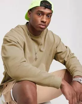 Бежевая толстовка оверсайз ASOS DESIGN
