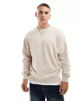 Бежевая толстовка оверсайз с круглым вырезом Jack & Jones